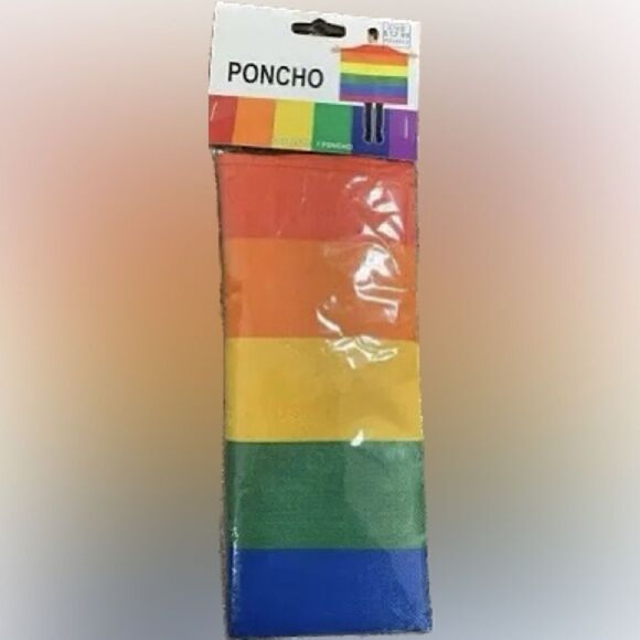 Rainbow Poncho Gay Lesbian Pride Rain Poncho, Adult , For Lgbtq Parade - Picture 1 of 1